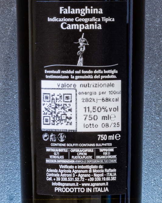 Agnanum Raffaele Moccia Falanghina Campania Sabbia Vulcanica Biancolella Catalanesco Moscato Vino Bianco 2024 Italia Retro Etichetta