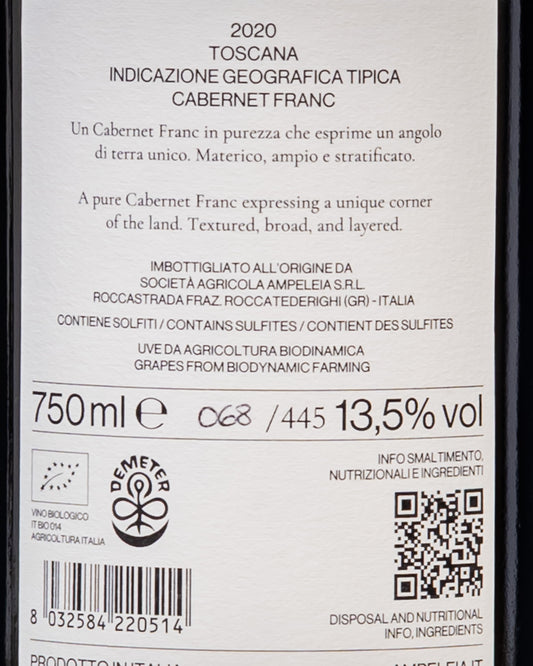 Ampeleia Cabernet Franc 2020 30 File Vino Rosso Toscana Italia Retro Etichetta