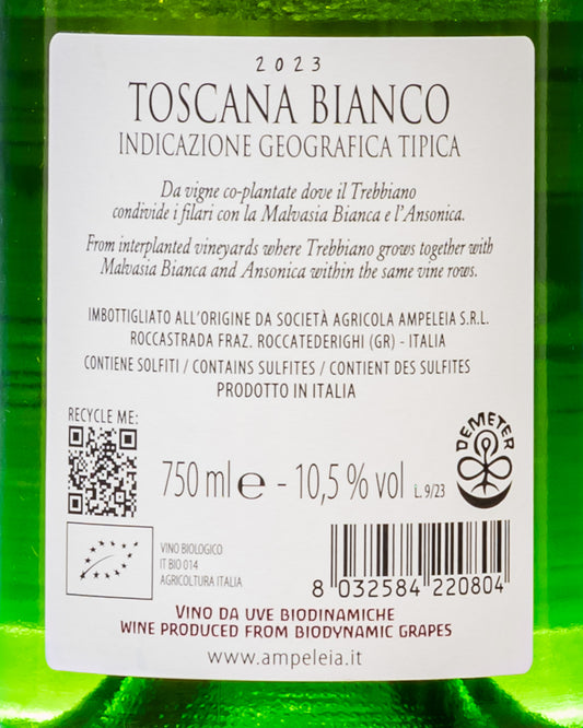 Ampeleia Toscana Vino Bianco Maremma Costa 2023 Trebbiano Ansonica Malvasia Italia Retro Etichetta
