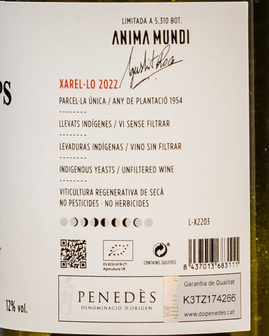 Anima Mundi Penedes Cantallops Xarello Vino Bianco Spagna Retro Etichetta