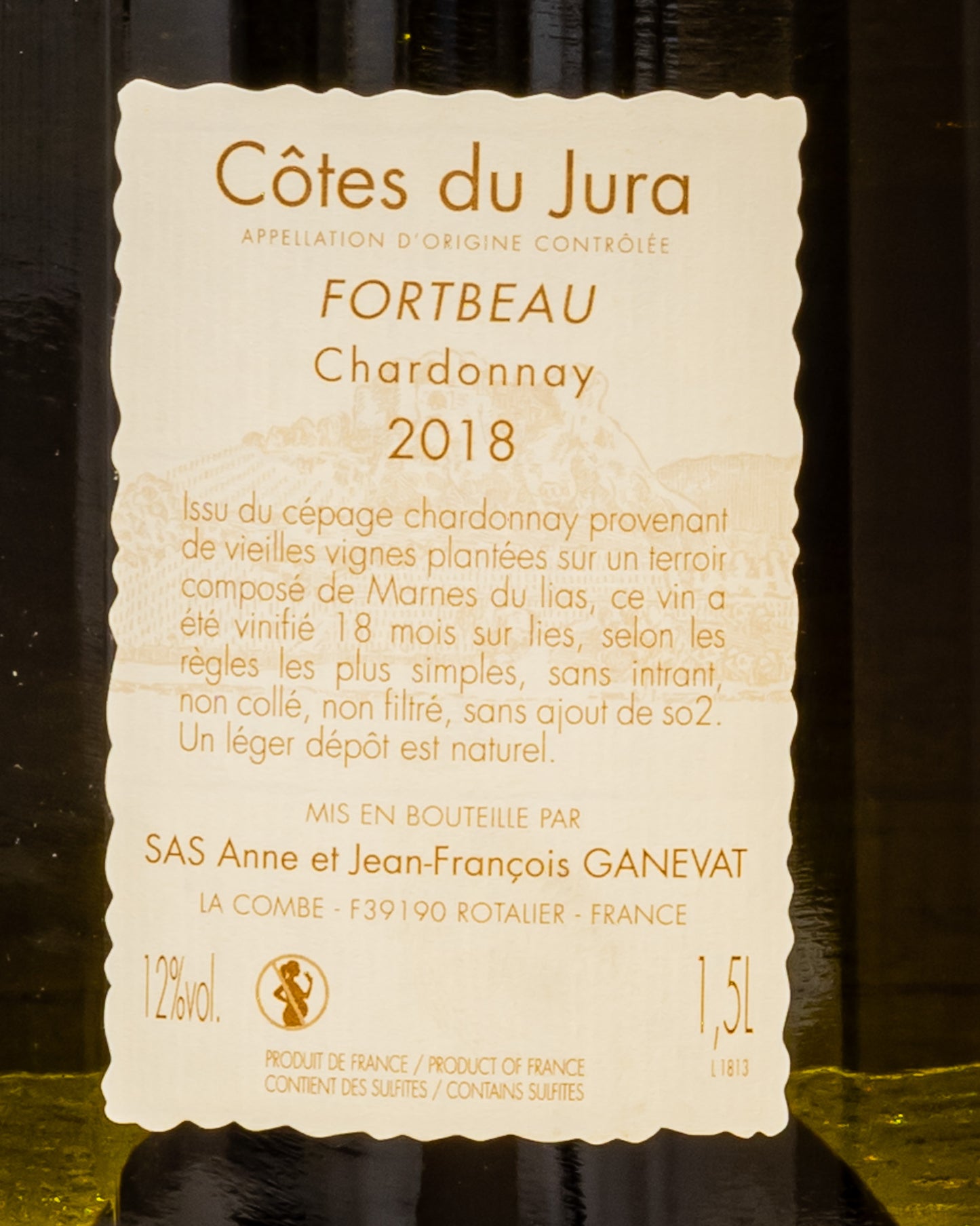 Anne Jean Francois Ganevat Cote Jura Fortbeau Chardonnay 2018 Vino Bianco Francia Retro Etichetta