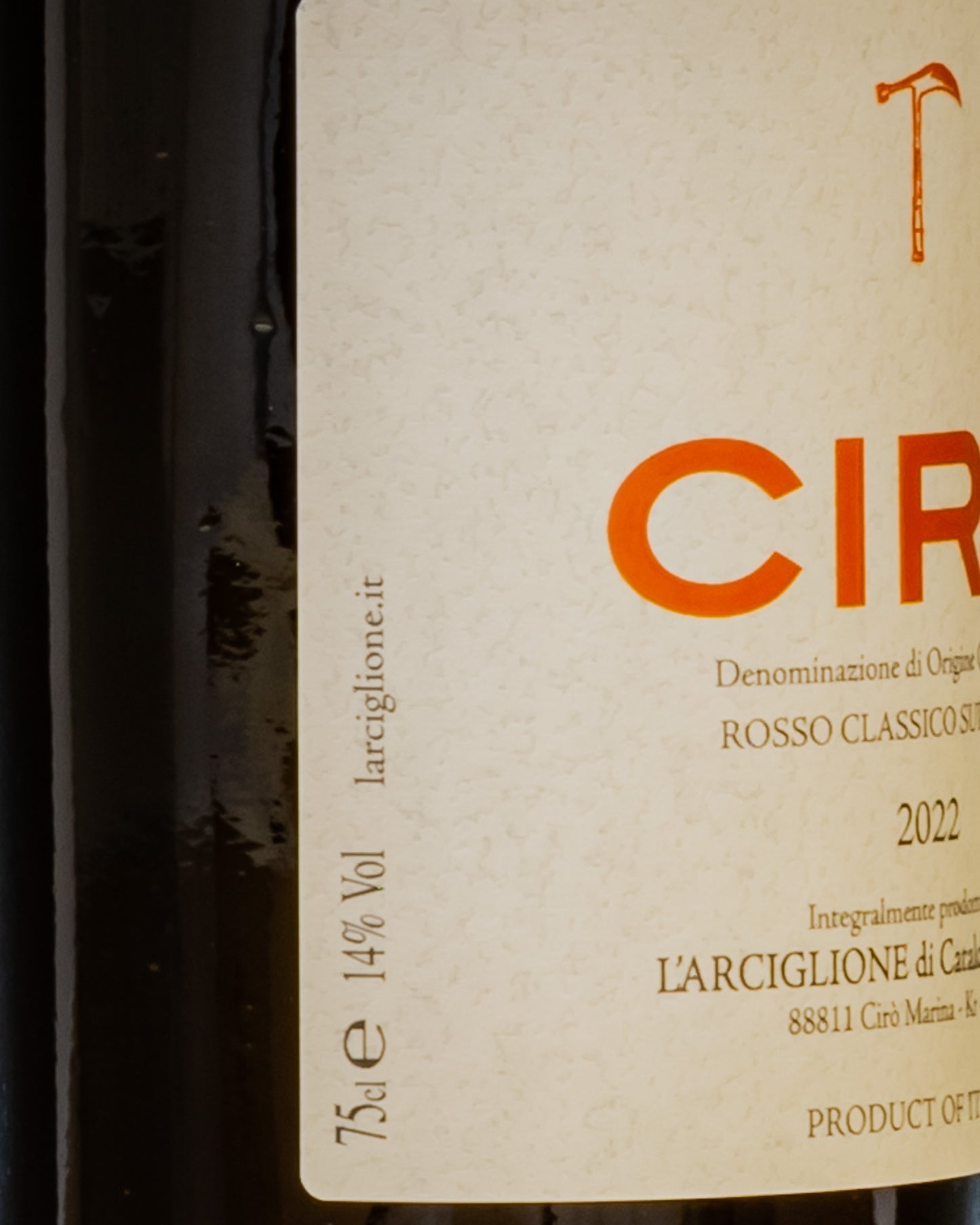 Arciglione Cataldo Calabretta Ciro Calabria 2022 Gaglioppo Vino Rosso Classico Superiore Italia Retro Etichetta