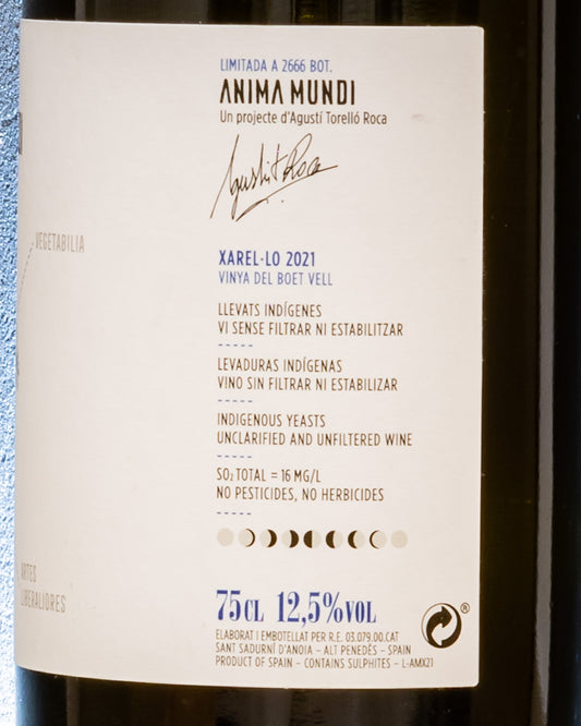 Augusti Torello Roca Anima Mundi Xarel-lo 2021 Vino Bianco Penedes Spagna Retro Etichetta