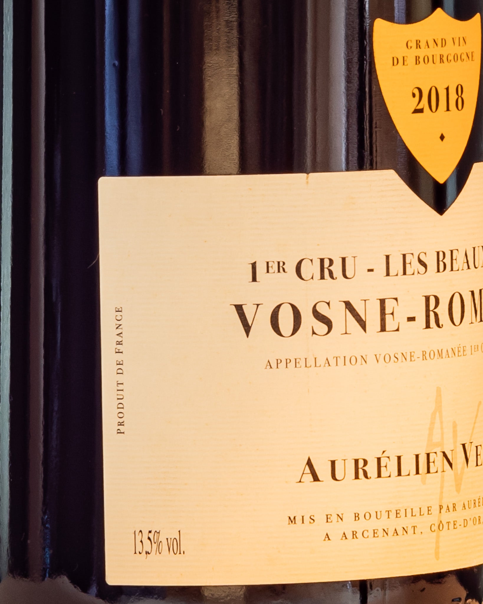 Aurelien Verdet Vosne Romanee 2018 1er Cru Beaux Monts Pinot Noir Nero Vino Rosso Borgogna Francia Retro Etichetta