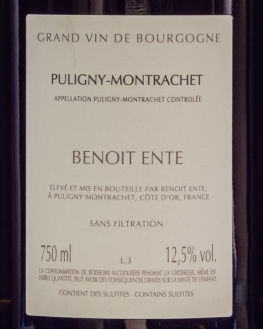 Benoit Ente Puligny Montrachet 2020 Chardonnay Borgogna Francia Vino Bianco retro back label