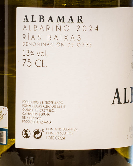 Botegas Albamar Albarino 2024 Albamar Galizia Rias Baixas Spagna Vino Bianco Retro Etichetta