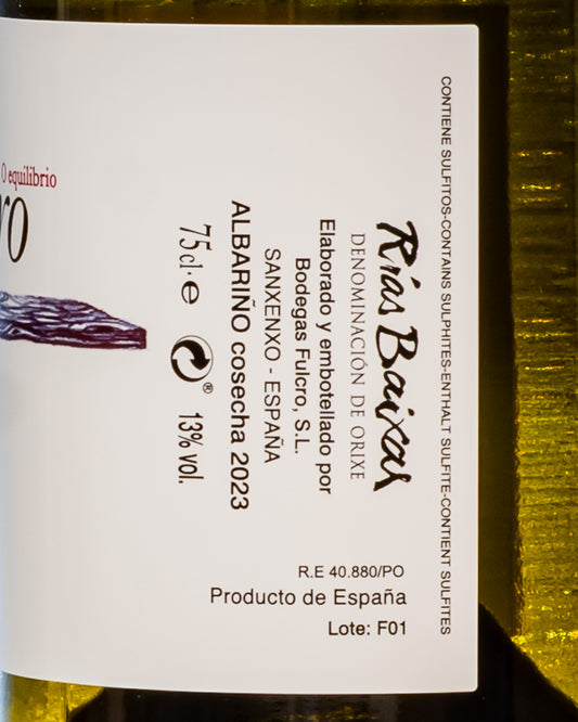 Botegas Fulcro O Equilibrio Albarino Rias Baixas Galicia Vino Bianco Spagna Retro Etichetta