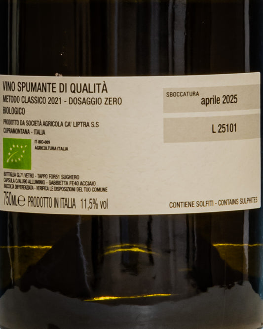 Ca Liptra Metodo Classico Spumante Dosaggio Zero 2021 Le Lute Verdicchio Marche Vino Italia Retro Etichetta