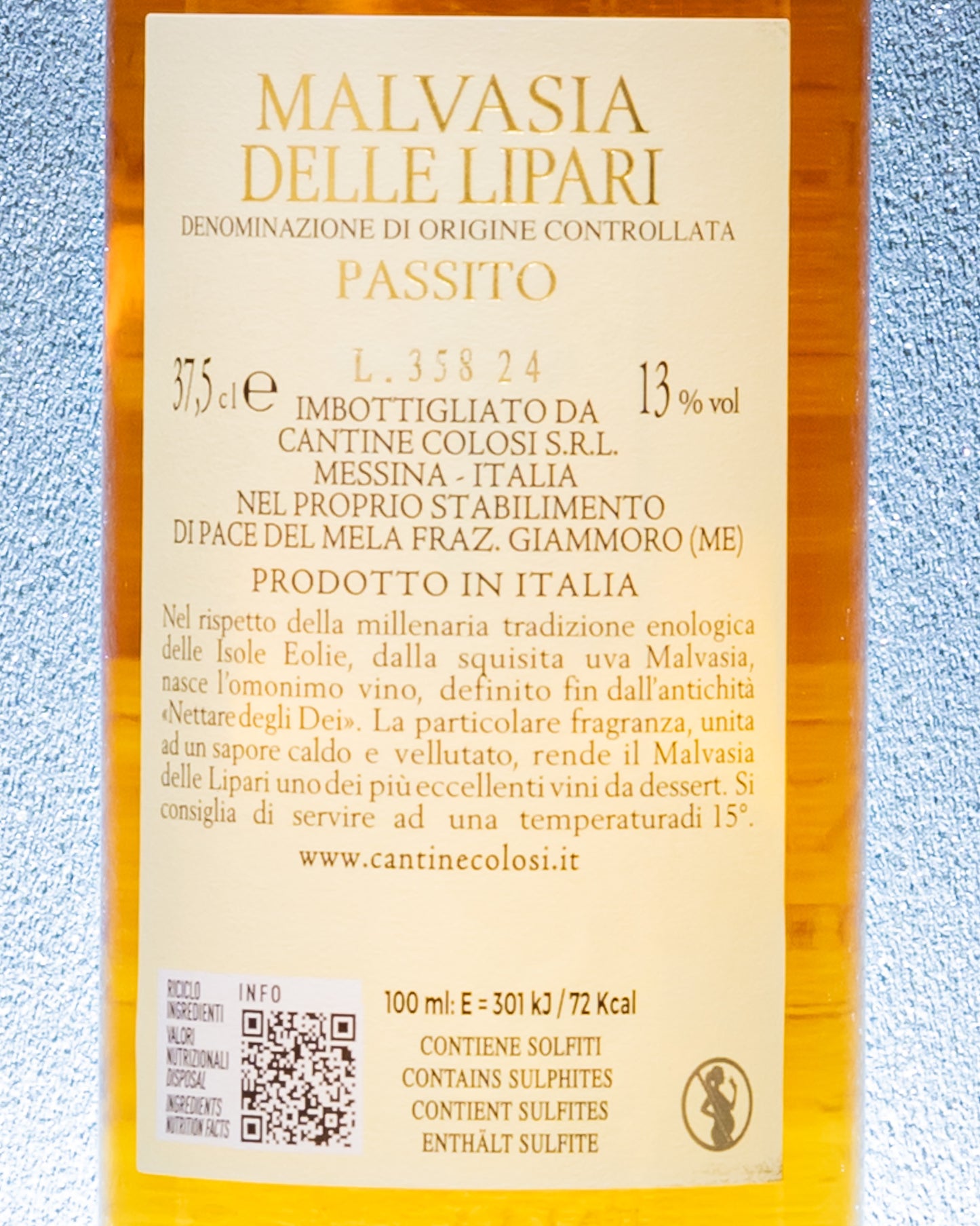 Cantine Colosi Malvasia delle Lipari Passito Salina 2022 Cudi Vino Fine Pasto Dolce Dessert Sicilia Italia Retro Etichetta