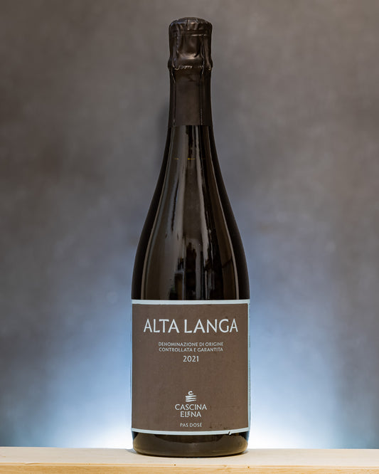 Cascina Elena Alta Langa Pas Dose 2021 Chardonnay Rocchetta Belbo Langhe Vino Spumante Metodo Classico Piemonte Italia Fronte