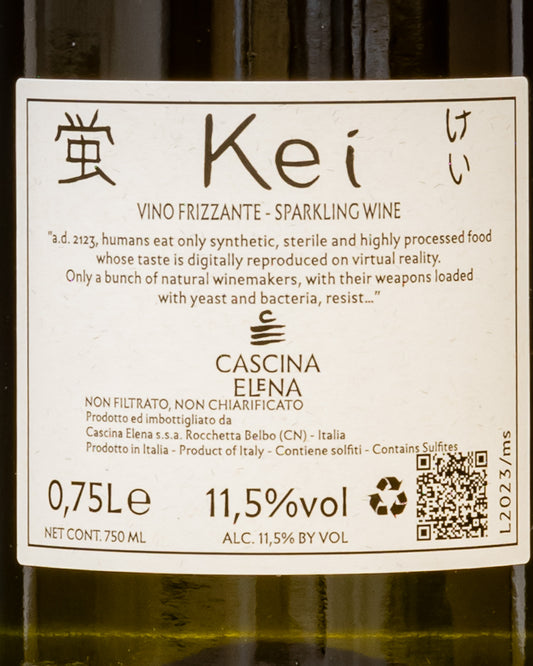 Cascina Elena Kei Vino Rifermentato Frizzante Moscato Favorita Langhe Piemonte Italia 2023 Retro Etichetta