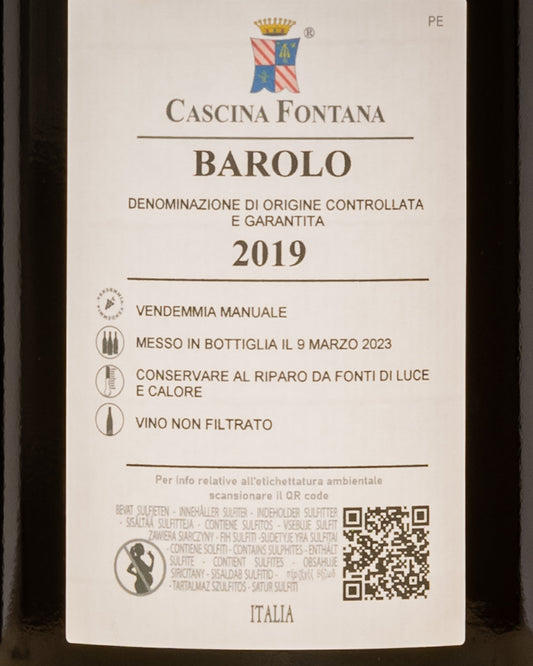Cascina Fontana Barolo 2019 Magnum Nebbiolo Langhe Piemonte Vino Rosso Italia Grandi Formati Retro Etichetta