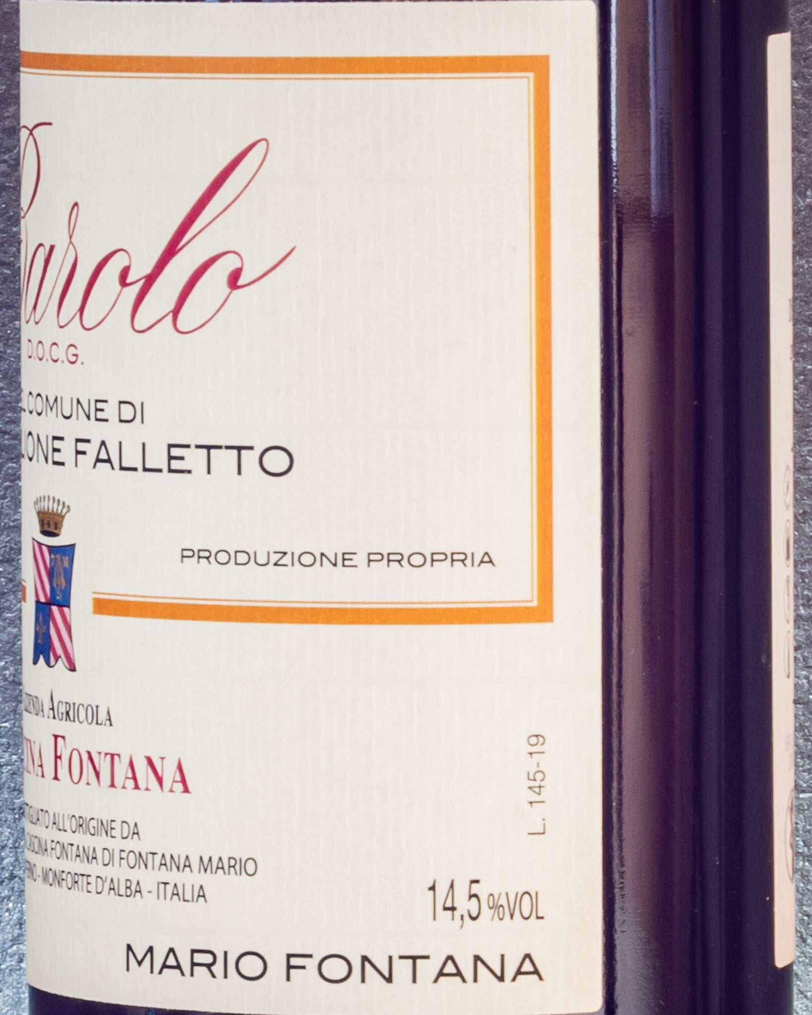 Cascina Fontana Barolo Castiglione Falletto 2015 Nebbiolo Langhe Piemonte Vino Rosso Retro Etichetta