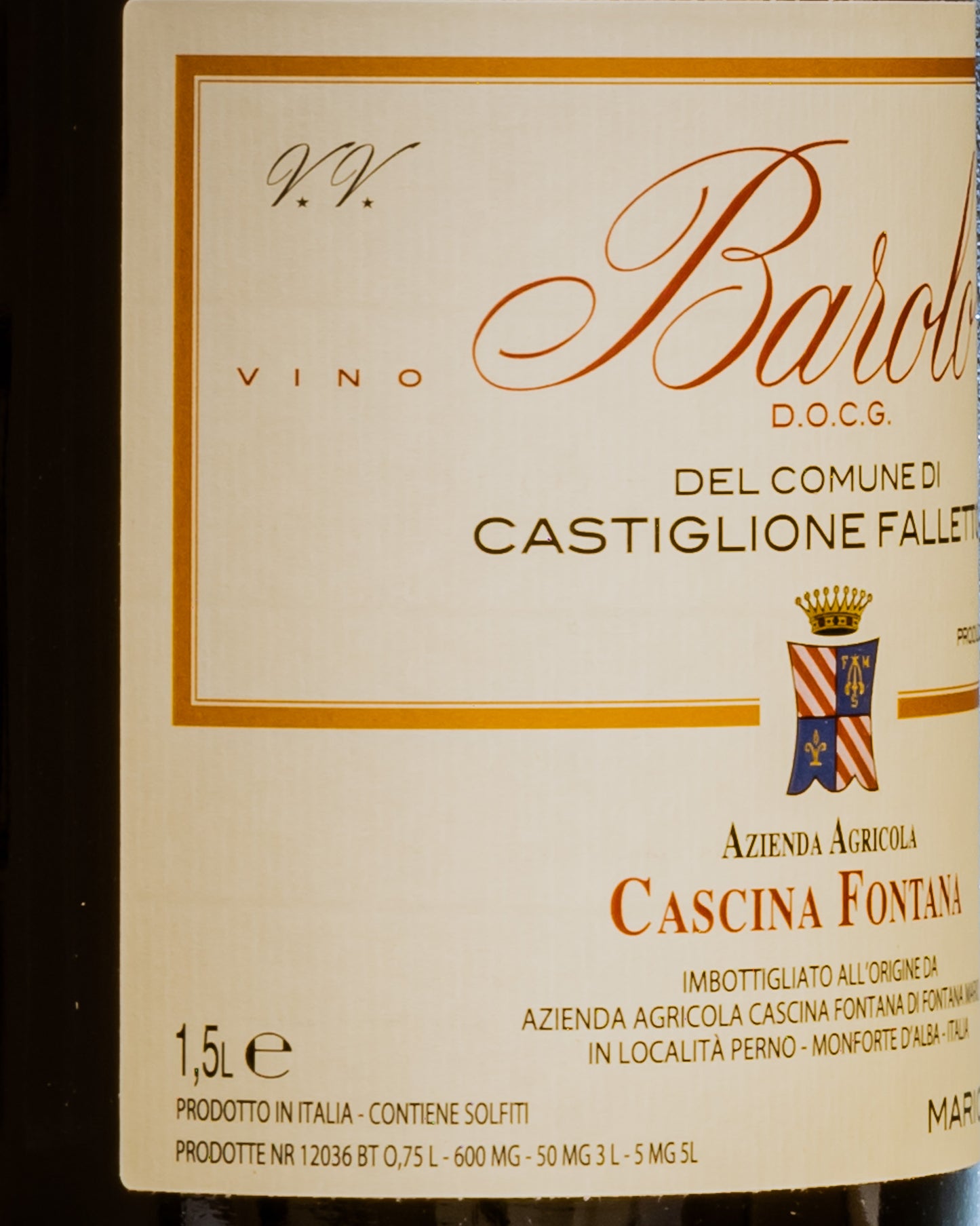 Cascina Fontana Barolo Castiglione Falletto Magnum 2021 Nebbiolo Langhe Vino Rosso Piemonte Italia Grande Formato Retro Etichetta 2