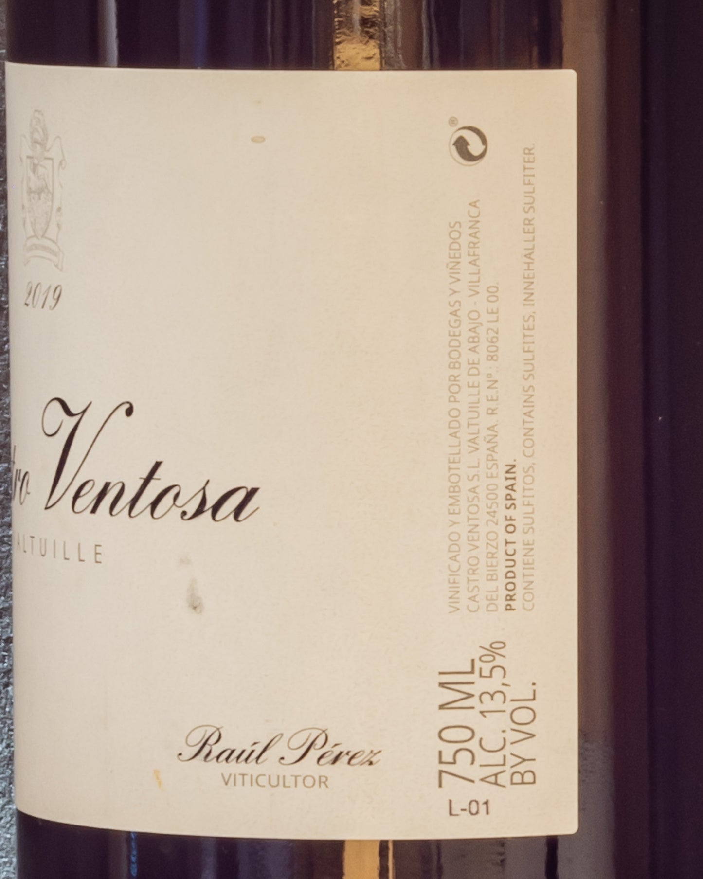 Castro Ventosa 2019 Mencia Vino Rosso Valtuille Galizia Spagna Retro Etichetta