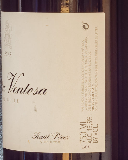 Castro Ventosa 2019 Mencia Vino Rosso Valtuille Galizia Spagna Retro Etichetta