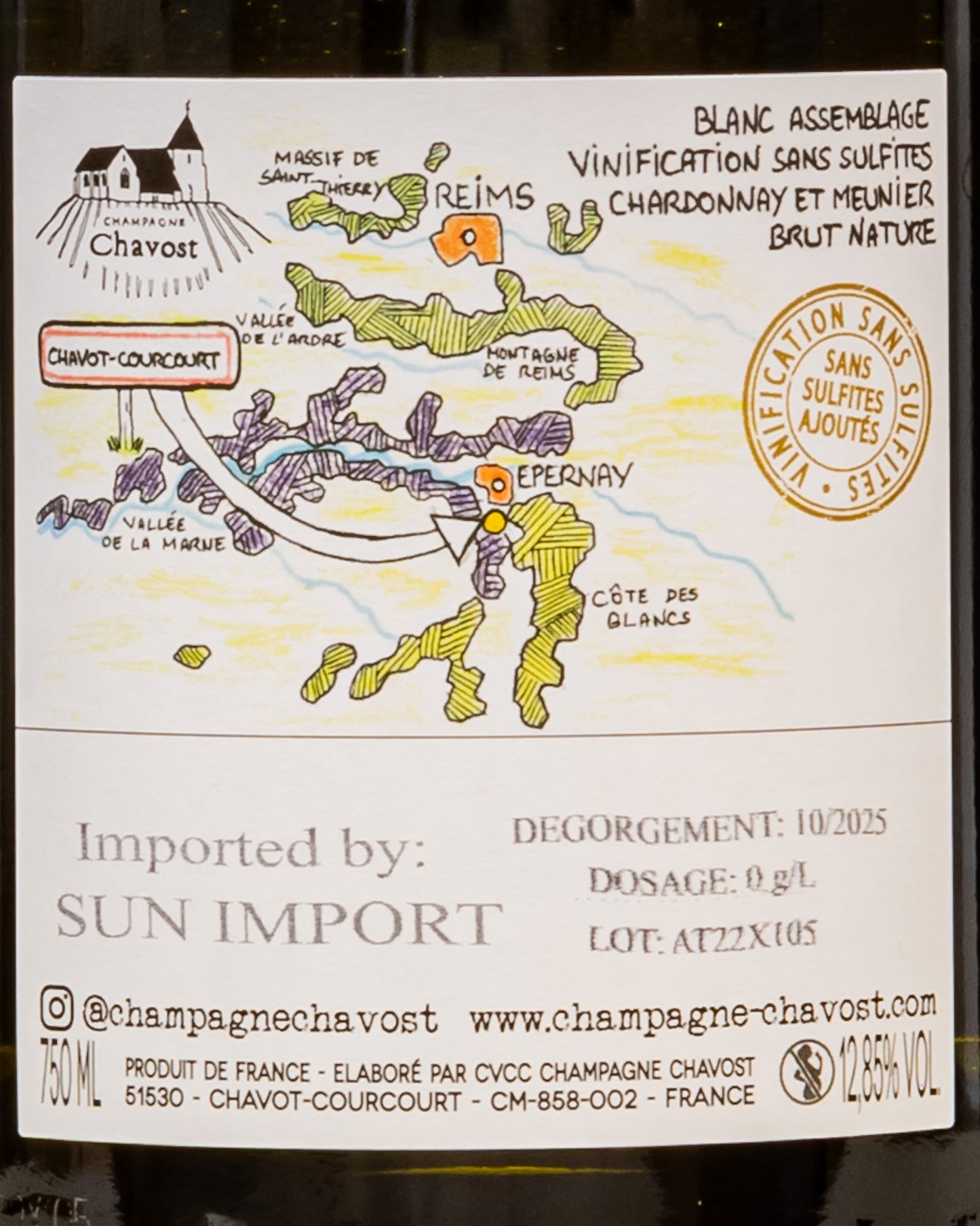 Champagne Chavost Brut Nature Blanc Assemblage Chardonnay Pinot Noir Francia Retro Etichetta