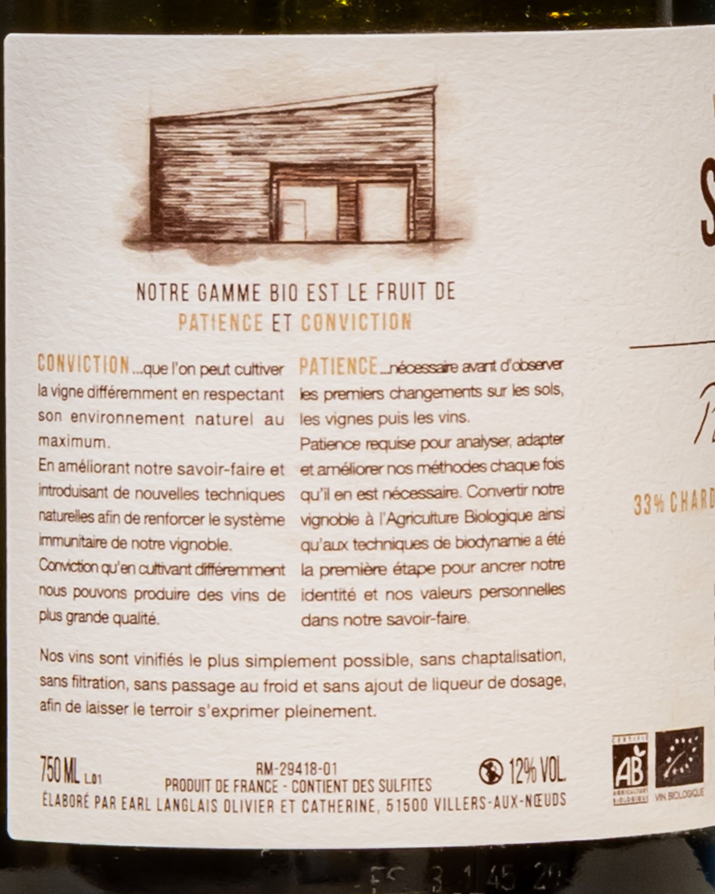 Champagne Solemme Plenitude 2019 Chardonnay Meunier Pinot Noir Extra Brut Francia Retro Etichetta