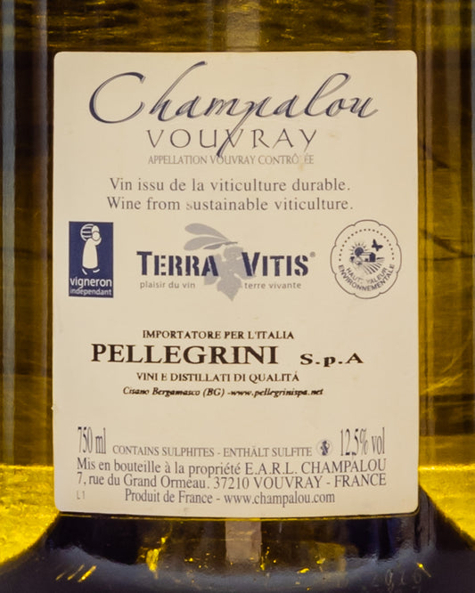 Champalou Fondraux Vouvray Demi Sec 2016 Chenin Vino Bianco Loira Francia Retro Etichetta