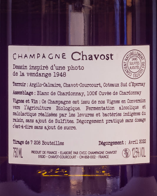 Chavost Champagne Extra Brut Blanc de Chardonnay Vino Francia Retro Etichetta