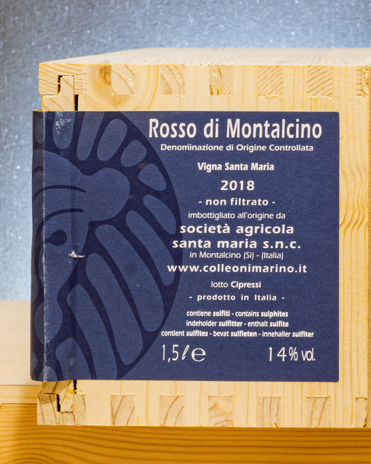 Colleoni Podere Santa Maria Rosso di Montalcino 2018 Vigna Magnum Sangiovese Toscana Vino Rosso Grandi Formati Italia Retro Etichetta