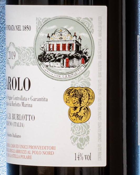 Comm Burlotto Barolo 2019 Nebbiolo Langhe Piemonte Vino Rosso Italia Retro Etichetta