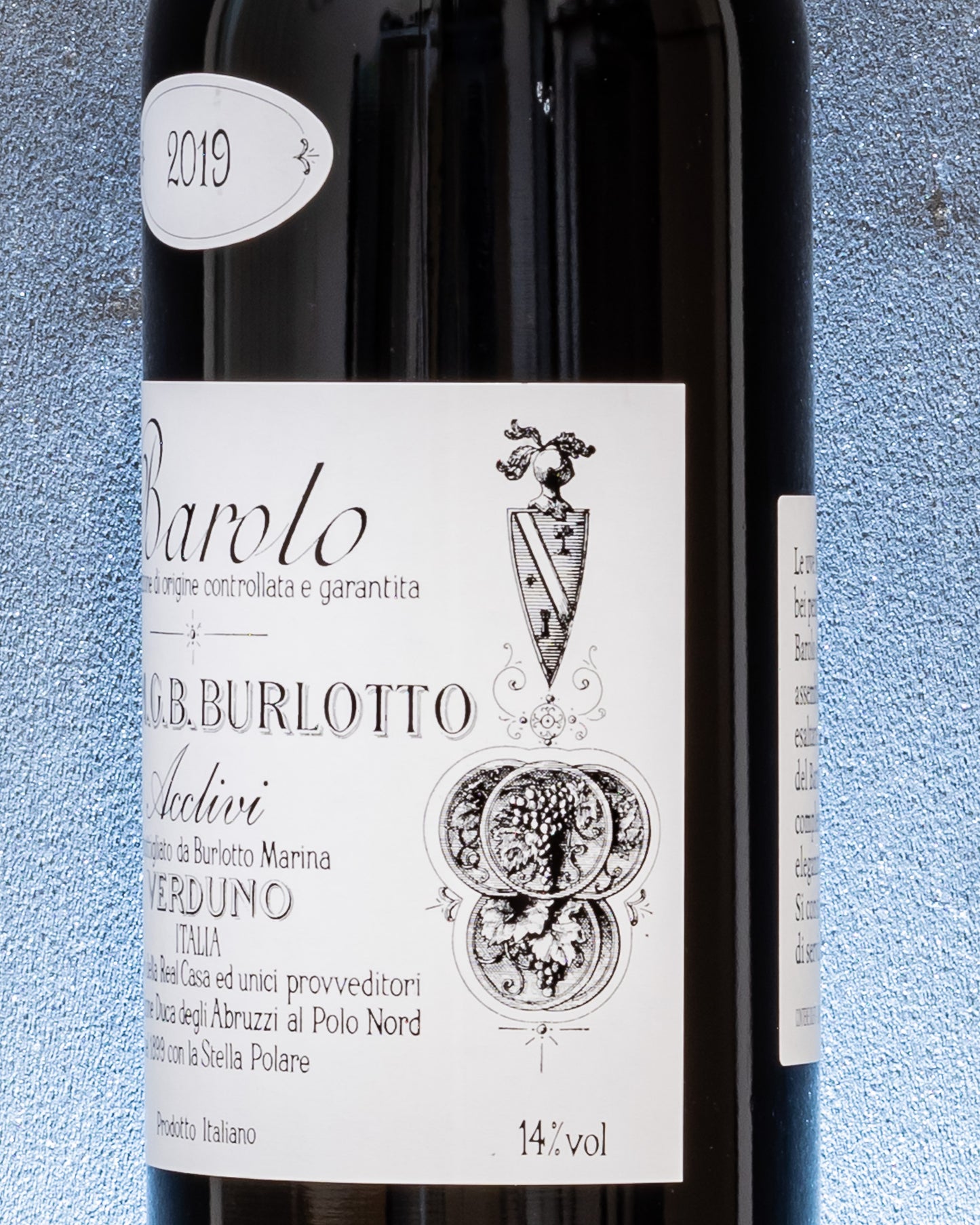 Comm Burlotto Barolo Acclivi 2019 Nebbiolo Langhe Piemonte Vino Rosso Italia Retro Etichetta 1