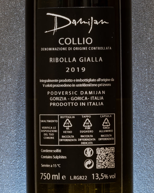 Damijan Podversic Ribolla Gialla 2019 Collio Vino Macerato Orange Friuli Venezia Giulia Italia Retro Etichetta