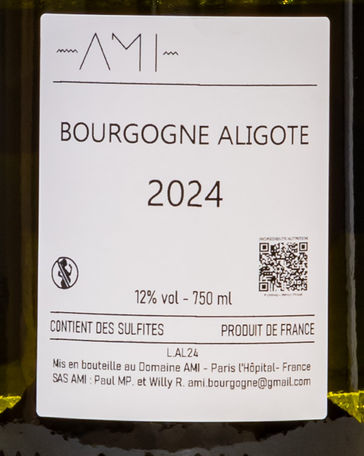 Domaine Ami Borgogna Aligote 2024 Vino Bianco Francia Retro Etichetta