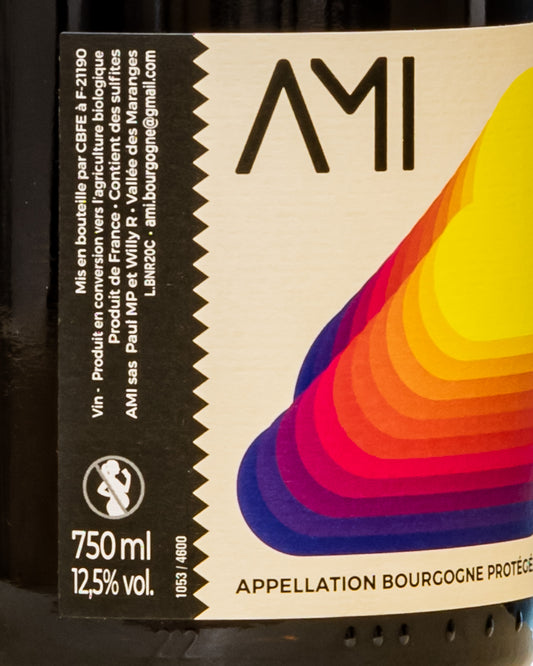 Domaine Ami Bourgogne Rouge 2020 Pinot Noir Nero Vino Rosso Maranges Borgogna Francia Retro Etichetta