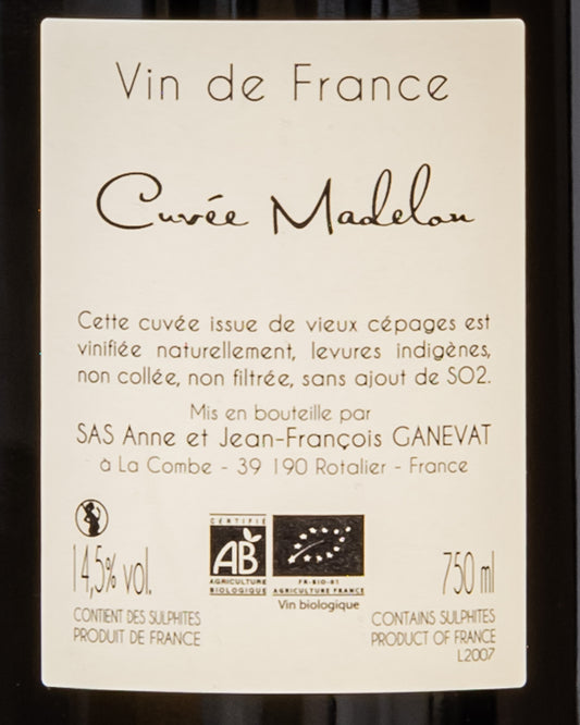 Domaine Anne Jean Francois Ganevat Cuvee Madelon 2020 Gamay Vino Rosso Jura Francia Retro Etichetta