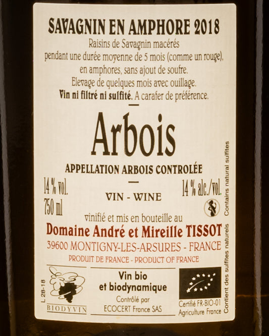 Domaine Benedicte Stephane Tissot Arbois 2018 Savagnin Amphore Vino Bianco Jura Francia Retro Etichetta