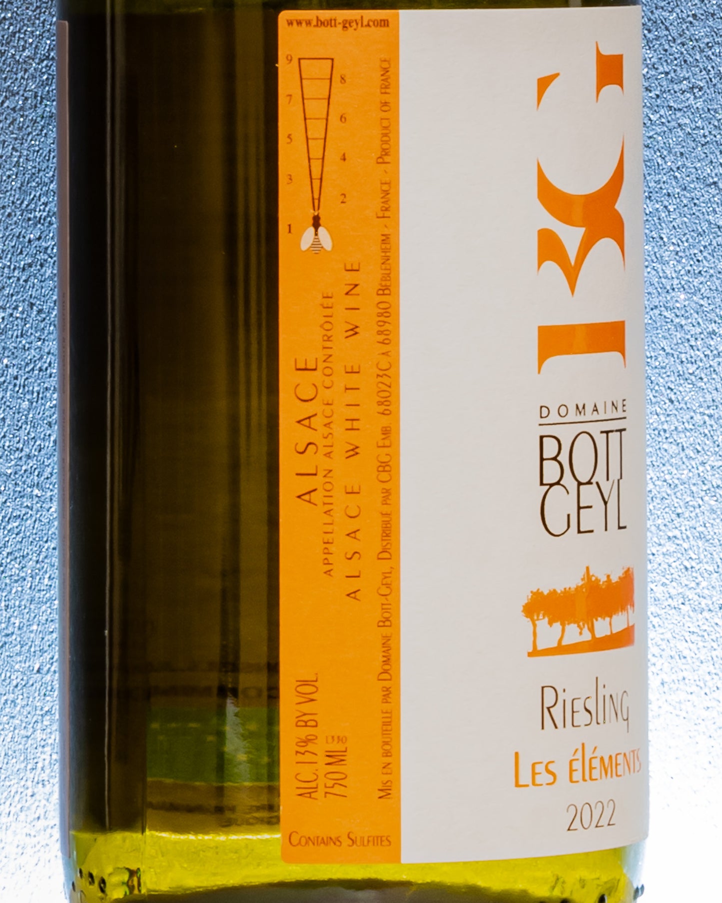 Domaine Bott Geyl Riesling Les Elements 2022 Vino Bianco Alsazia Francia Retro Etichetta 2