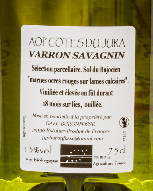 Domaine Buronfosse Varron Savagnin 2022 Cotes Jura Vino Bianco Francia Retro Etichetta
