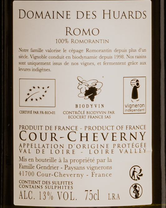 Domaine Des Huards Romo Romorantin 2020 Loira Cour Cheverny Vino Bianco Francia Retro Etichetta