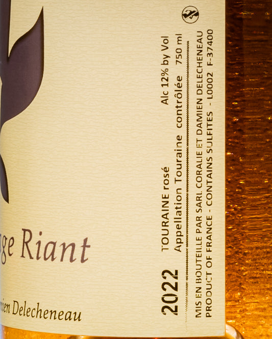 Domaine Grange Tiphaine Coralie Damien Delecheneau Touraine Rose 2022 Tournage Riant Cot Cabernet Blanc Malbec Grolleau Gamay Vino Rosato Loira Francia Retro Etichetta