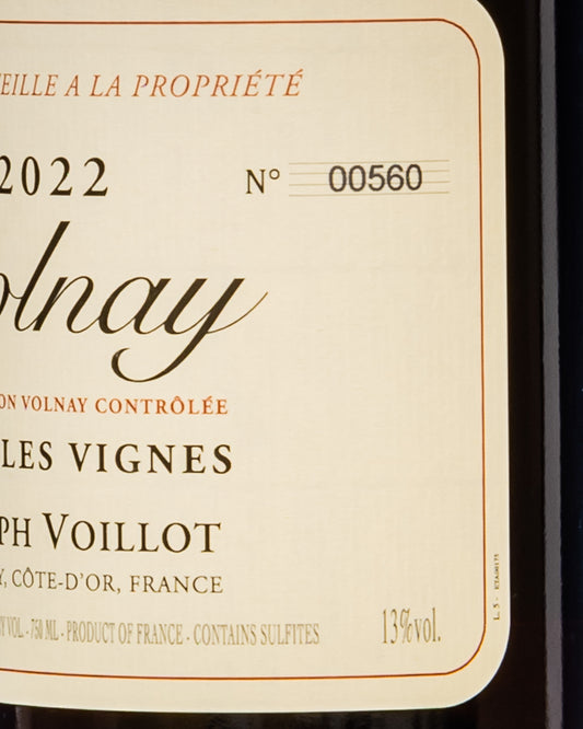 Domaine Joseph Voillot Volnay Vieilles Vignes 2022 Pinot Noir Nero Vino Rosso Borgogna Francia Retro Etichetta