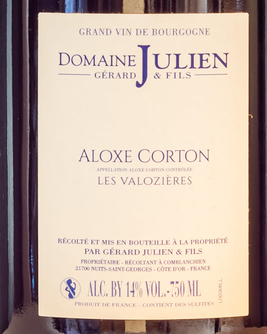 Domaine Julien Gerard Aloxe Corton Valozieres 2019 Pinot Noir Nero Vino Rosso Borgogna Franca Retro Etichetta