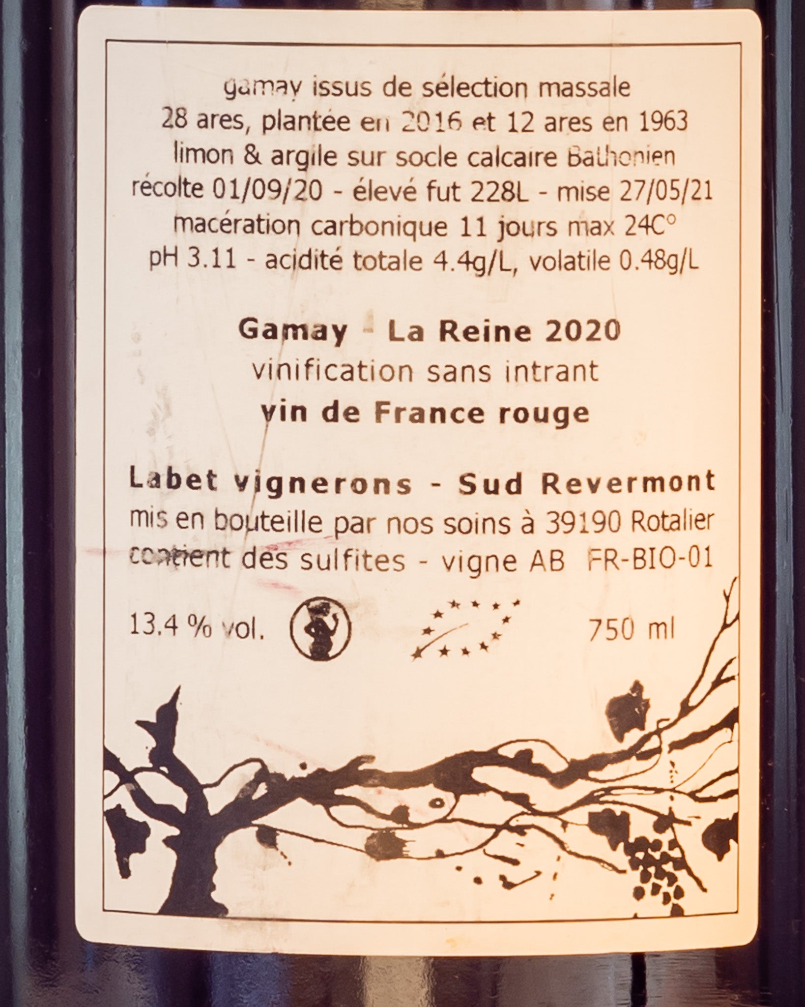 Domaine Labet La Reine Gamay 2020 Jura Vino Rosso Francia Retro Etichetta