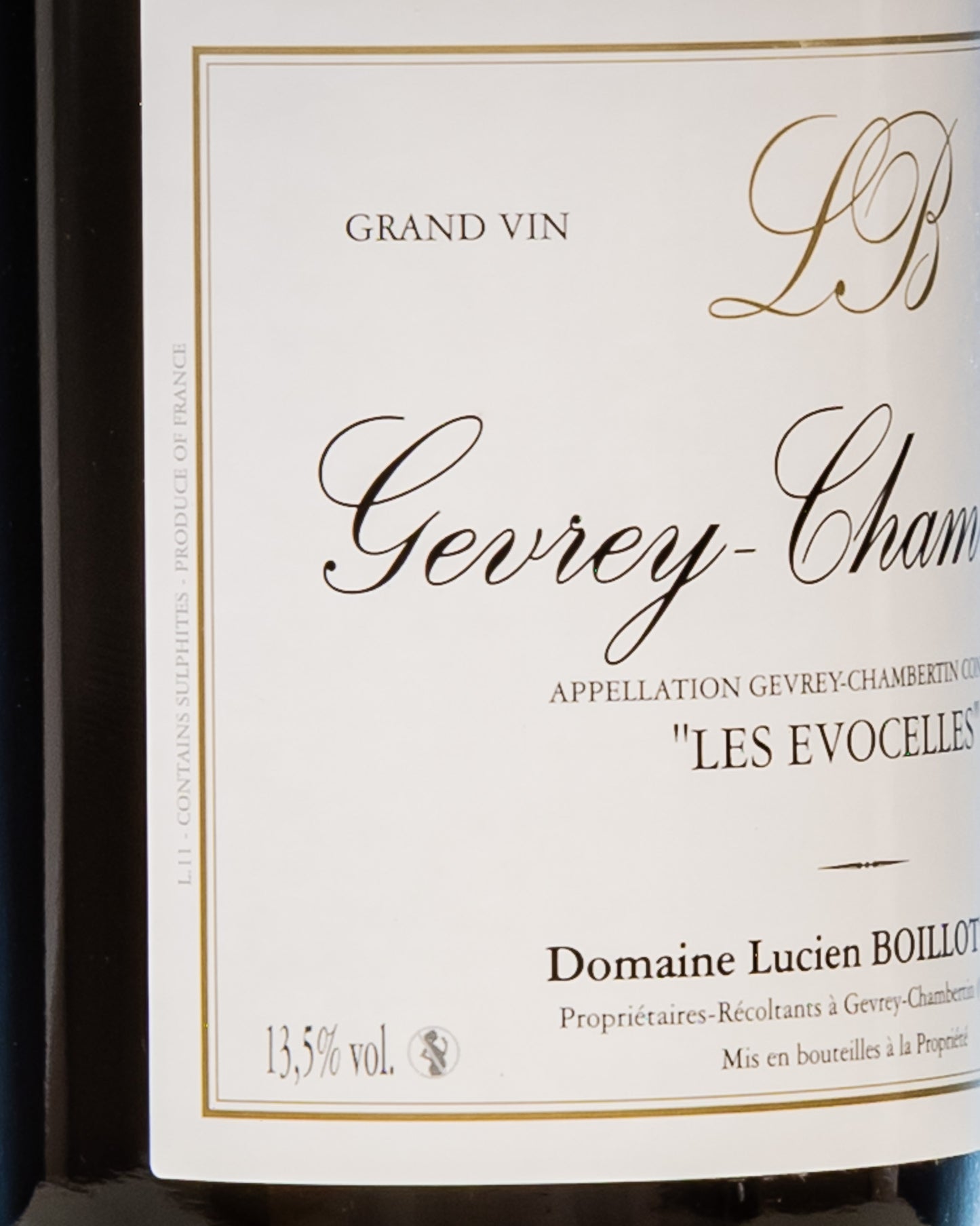 Domaine Lucien Pierre Boillot Gevrey Chambertin 2017 Les Evocelles Pinot Nero Noir Vino Rosso Borgogna Francia Retro Etichetta