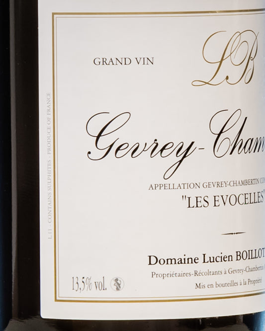 Domaine Lucien Pierre Boillot Gevrey Chambertin 2017 Les Evocelles Pinot Nero Noir Vino Rosso Borgogna Francia Retro Etichetta