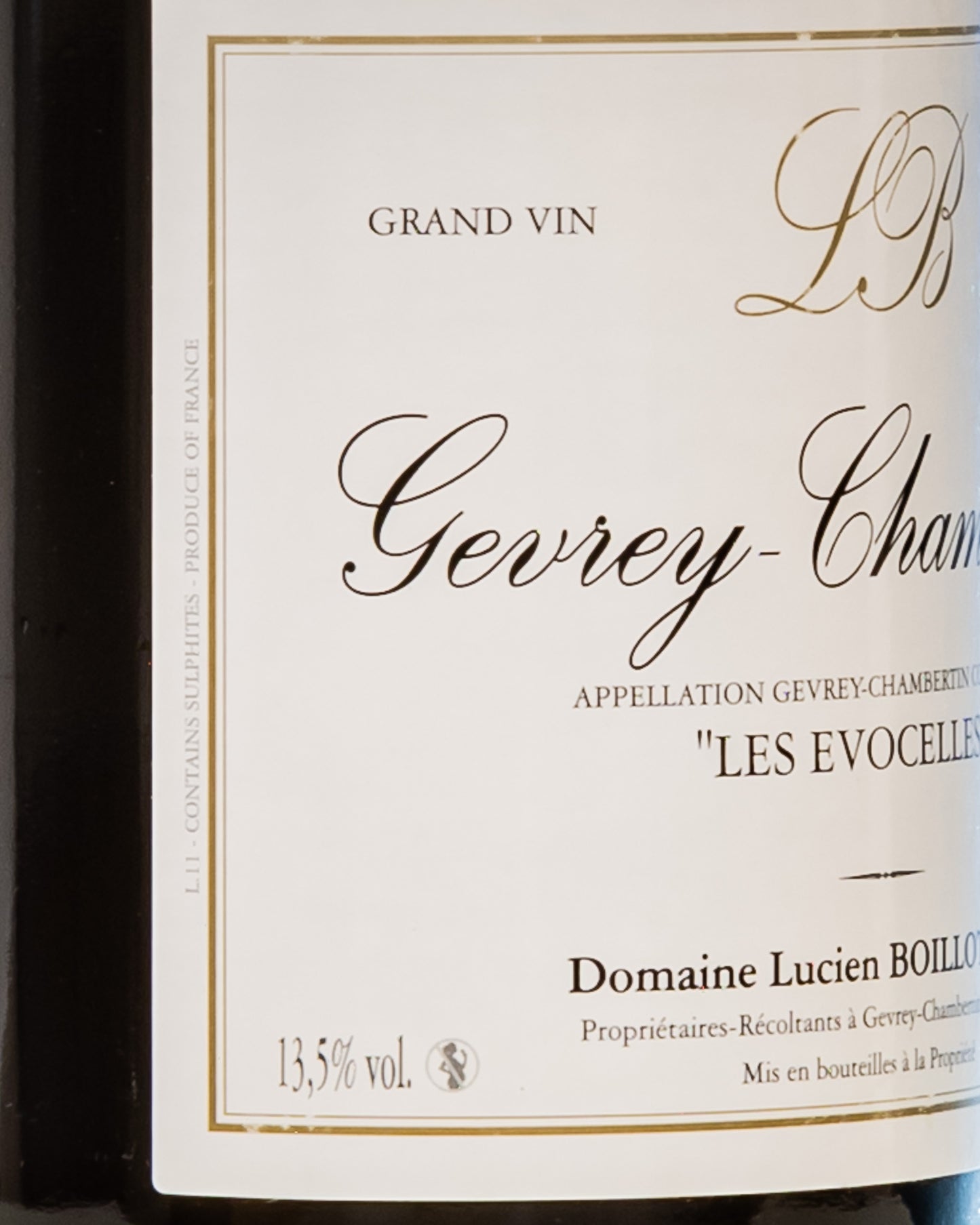 Domaine Lucien Pierre Boillot Gevrey Chambertin Les Evocelles 2018 Pinot Noir Nero Borgogna Vino Rosso Francia Retro Etichetta