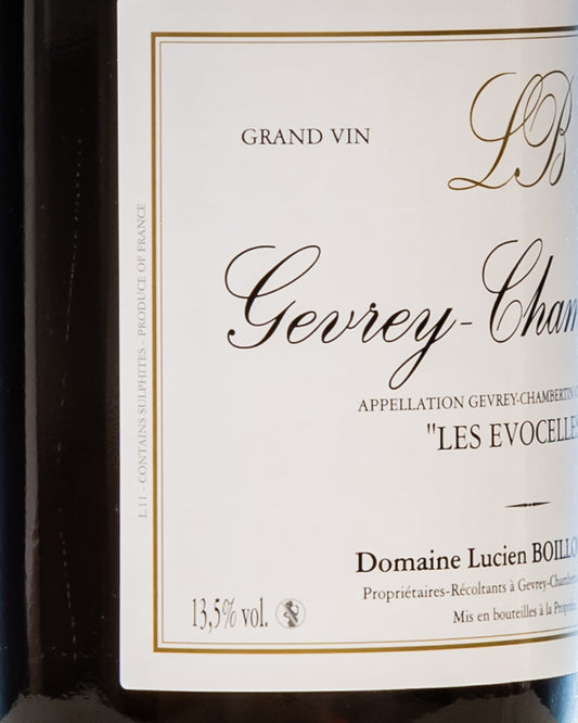 Domaine Lucien Pierre Boillot Gevrey Chambertin Les Evocelles 2019 Pinot Noir Nero Borgogna Francia Vino Rosso Retro Etichetta