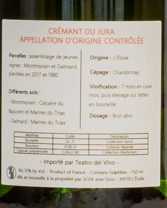 Domaine Montbourgeau Baptiste Cesar Deriaux Cremant Jura Brut Zero Chardonnay Vino Francia Metodo Classico Retro Etichetta