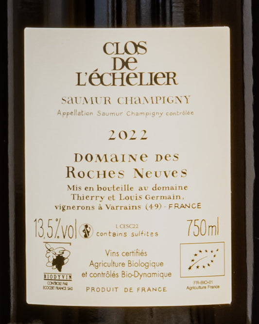 Domaine Roches Neuves Thierry Germain Saumur Champigny Clos Echelier Cabernet Franc 2022 Loira Vino Rosso Francia Retro Etichetta