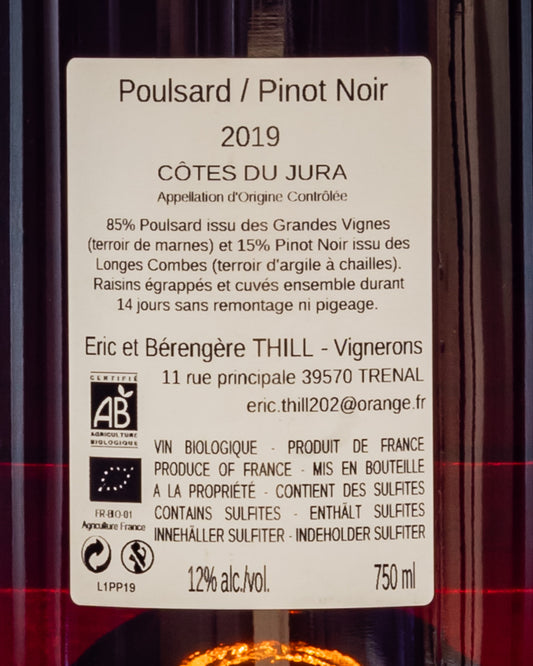 Domaine Thill Poulsard Pinot Noir Nero Vino Rosso 2019 Jura Francia Retro Etichetta