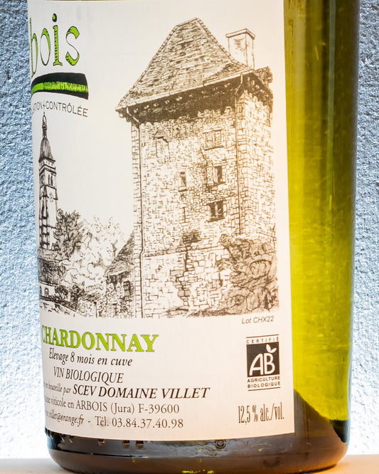 Domaine Villet Chardonnay Arbois 2022 Jura Francia Vino Bianco Retro Etichetta