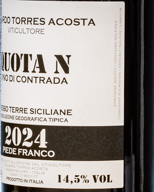 Edoardo Torres Acosta Quota N 2024 Piede Franco Vino Di Contrada Etna Sicilia Nerello Mascalese Vino Rosso Italia Retro Etichetta