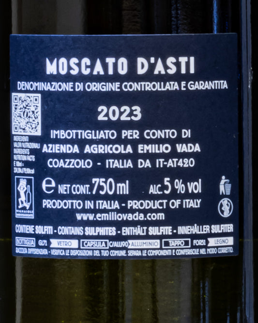 Emilio Vada Moscato Asti 2023 Vino Bianco Frizzante Dolce Piemonte Italia Retro Etichetta