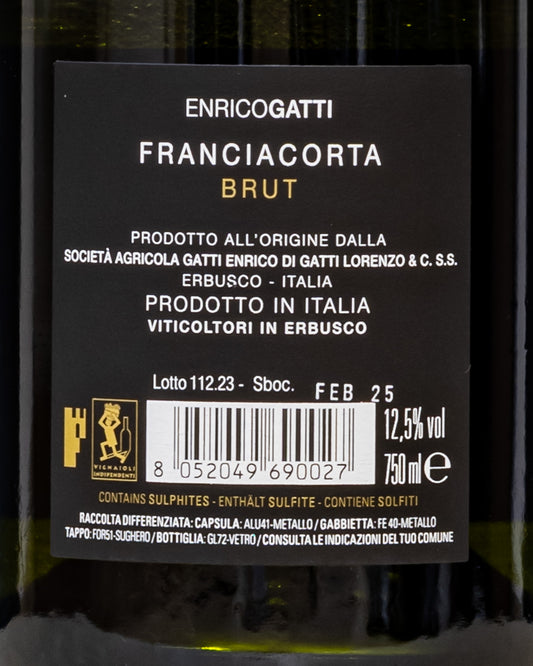 Enrico Gatti Franciacorta Brut Chardonnay Lombardia Metodo Classico Vino Italia Spumante Retro Etichetta